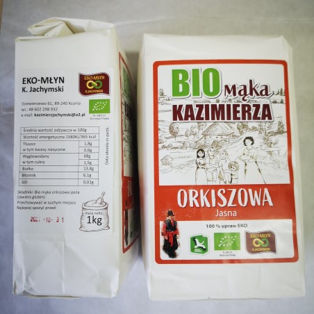 BIO mąka Kazimierza pszenna orkiszowa jasna (1 kg) - EKO-MŁYN Kazimierz Jachymski