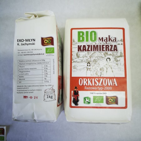 BIO mąka Kazimierza orkiszowa razowa typ 2000 (1 kg) - EKO-MŁYN Kazimierz Jachymski