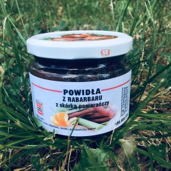 Powidła z rabarbaru ze skórką pomarańczy (330 ml) - Gospodarstwo Sadownicze E.M. Chabowscy